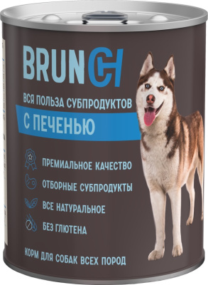Корм консервированный для собак BRUNCH с печенью, 850 г