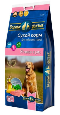Верные друзья Корм для собак всех пород Гипоаллергенный ягненок и рис 15 кг