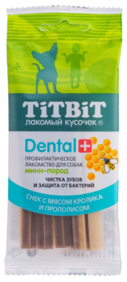 Лакомство TiTBiT Dental+  для собак средних пород Снек с мясом кролика, 25 г