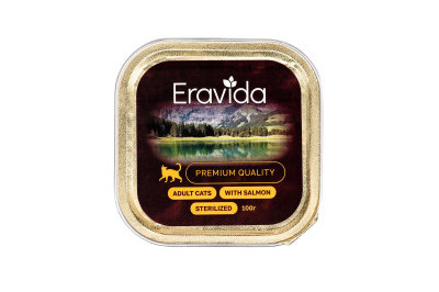 Eravida влажный корм для стерилизованных кошек кусочки в желе с лососем - 100 г