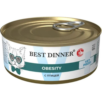 Best Dinner Vet Profi Obesity Exclusive Диетические консервы для кошек с птицей - 100 гр