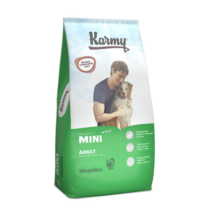 Karmy Mini Adult Полнорационный сухой корм для собак мелких пород старше 1 года, Индейка - 10 кг  (Мелькомбинат)