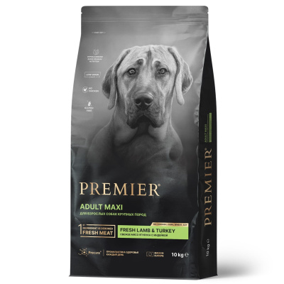 Сухой корм Premier Dog Lamb&Turkey ADULT Maxi  для взрослых собак крупных пород, Ягнёнок с индейкой, 10 кг