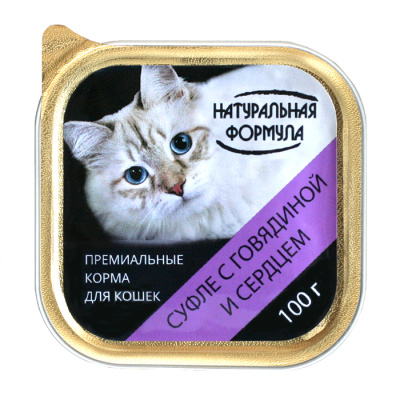 Натуральная Формула Влажный корм для кошек Суфле с говядиной и сердцем 100 гр