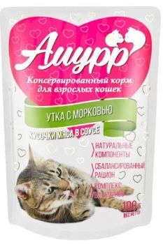 Амурр Влажный корм для кошек Утка с морковью в соусе 100 гр