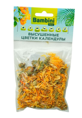 Лакомство Bambini Pets высушенные цветки календулы для грызунов и кроликов, 10 г.