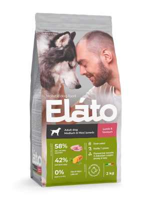 Сухой полнорационный корм Elato Holistic Adult Dog Medium & Maxi Lamb & Venison для взрослых собак средних и крупных пород с ягненком и олениной, 2 кг