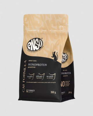 ENSO Cat Formula Monoprotein сухой корм для взрослых кошек с чувствительным пищеварением со свежей индейкой с добавлением шпинататом, 350 гр