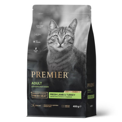Premier Cat Lamb&Turkey ADULT             Ягненок с индейкой для взрослых     кошек 400 гр