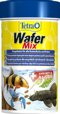 Tetra WaferMix Кормовая смесь для травоядных, хищных, донных рыб с добавлением креветок 100 мл. (таблетки)