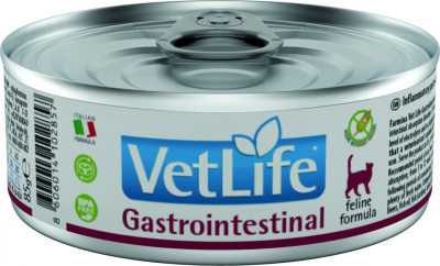 Консервы FARMINA VETLIFE NATURAL DIET CAT GASTROINTESTINAL для взрослых кошек с курицей и рыбой диета при заболеваниях ЖКТ - 85 гр