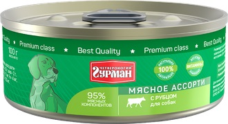 Четвероногий гурман Корм консервированный для собак "Мясное ассорти с рубцом", 100 г