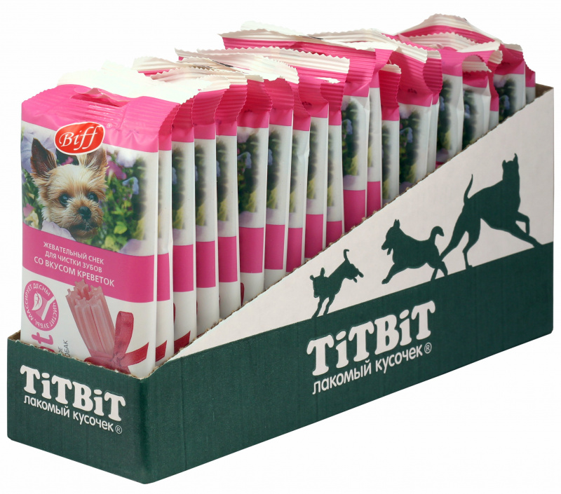 Лакомство TITBIT Жевательный снек DENT со вкусом креветок для собак мелких пород, 35 г