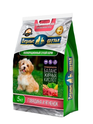 Верные друзья Корм для собак мелких пород Говядина и ягненкок 5 кг