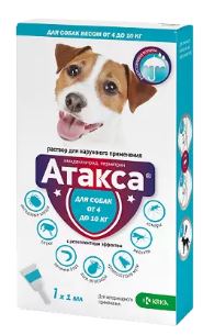 Атакса Капли на холку для собак от 4 до 10 кг 1 мл пипетка, 1 шт