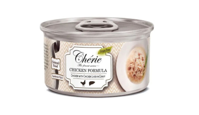 Pettric консервы для кошек Cherie Рубленная курица с куринной печенью в подливе 80г