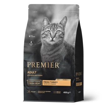 Premier Cat Turkey Adult сухой корм для взрослых кошек Свежая индейка 400гр