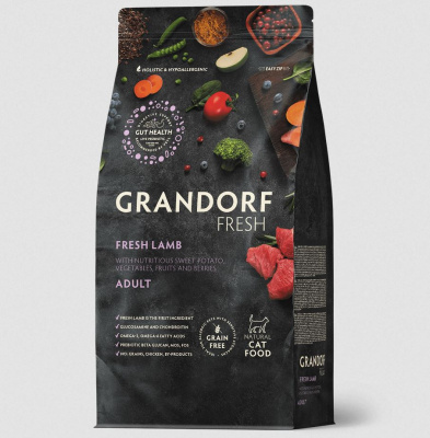 GRANDORF Fresh CAT Adult сухой корм для кошек, свежий ягненок с бататом - 2 кг
