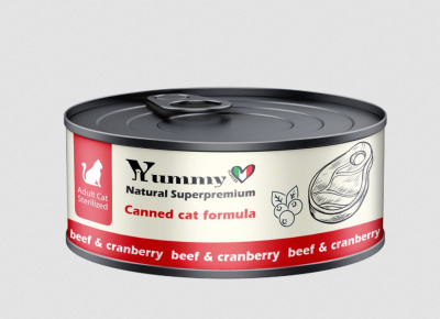 Yummy Linea Консервы для стерилизованных кошек и кастрированных котов с говядиной,  0,1 кг