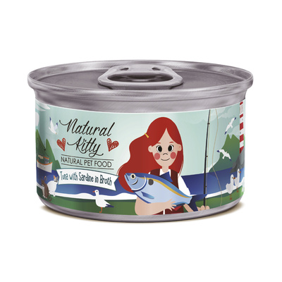 Pettric консервы для кошек Natural Kitty / Тунец с сардинами в бульоне 80г