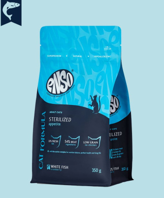 ENSO Cat Formula Sterilized сухой корм для стерилизованных кошек со свежей белой рыбой с добавлением клюквы, 350 гр