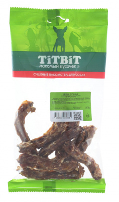 TITBIT Лакомство для собак Шейки куриные, мягкая упаковка, 75 г
