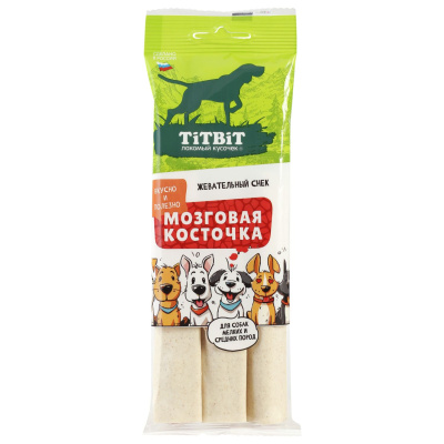 Лакомство TiTBiT Жевательный снек Мозговая косточка для собак мелких и средних пород 95 г