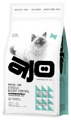 AJO CAT STERILE weight control  Сухой корм для стерилизованных кошек контроль веса с курицой, 400 гр