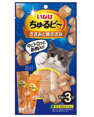 Лакомство для кошек Inaba Churu Bee Запеченные трубочки для кошек Куриное филе 10г *3 шт