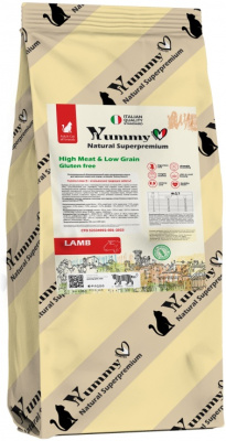 Yummy Linea сухой полнорационный корм для взрослых кошек с ягненком, 7 кг