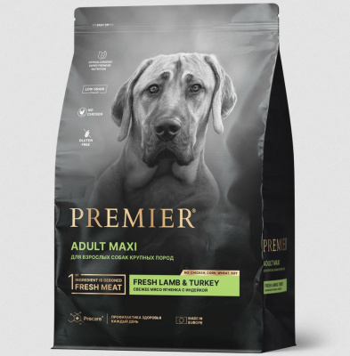 Сухой корм Premier Dog Lamb&Turkey ADULT Maxi            для взрослых собак крупных пород, Ягненок с индейкой,     3 кг