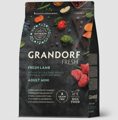 GRANDORF Fresh DOG MINI суой корм для собак мелких пород, свежее мясо ягнёнка с бататом 3 кг