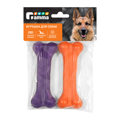 Игрушка для собак из резины "Кость литая №2", 95мм, уп.2шт Gamma