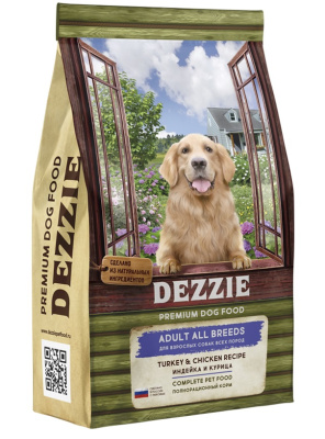 DEZZIE ADULT DOG ALL BREEDS сухой корм д/собак всех пород 15 кг индейка/курица