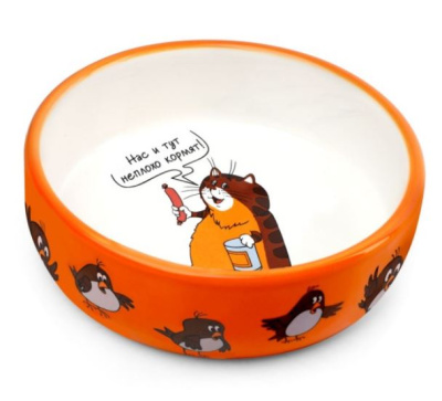 Triol СОЮЗМУЛЬТФИЛЬМ Миска для животных керамическая "Сытый кот", 0.35л