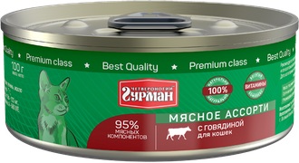 Четвероногий гурман Корм консервированный для кошек "Мясное ассорти с говядиной", 100 г