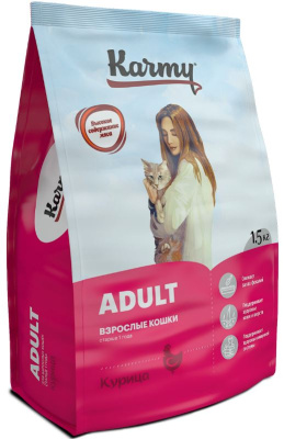 Karmy Adult Сухой корм для взрослых кошек старше 1 года Курица  1,5кг