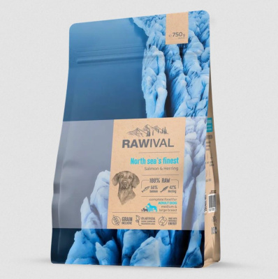 Rawival "North Sea’s Finest" Сухой корм для взрослых собак средних и крупных пород с лососем и сельдью, 0,75кг