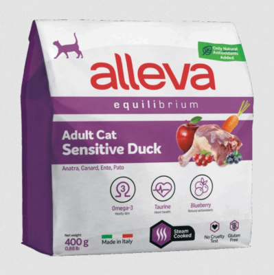 Сухой корм Alleva Equilibrium Adult Cat Sensitive Duck для взрослых кошек, 0,4 кг