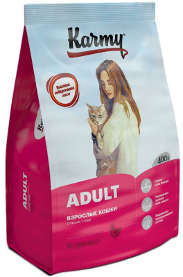 Karmy Adult Сухой корм для взрослых кошек старше 1 года Курица  0,4кг