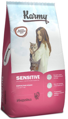 Karmy Sensitive Сухой корм для кошек с чувствительным пищеварением, Индейка 10кг