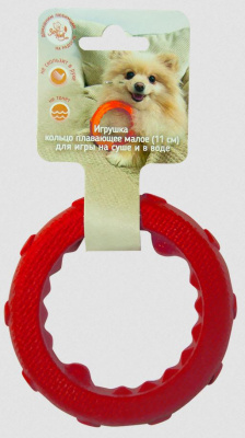 Игрушка для собак Зооник "Кольцо плавающее" малое 11 см, красное