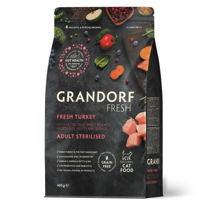 GRANDORF Fresh CAT Adult сух.корм для кошек STERILISED свежее мясо индейки с бататом 400г