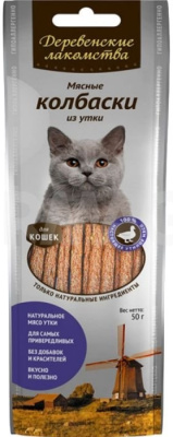 Лакомства для кошек "Деревенские Лакомства" колбаски из утки