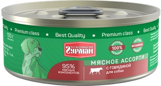 Четвероногий гурман Корм консервированный для собак "Мясное ассорти с говядиной", 100 г