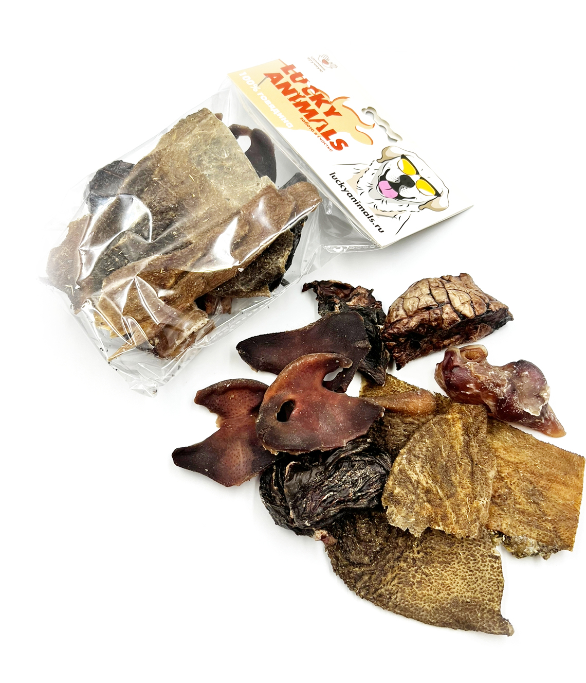 Лакомство Lucky Animals Ассорти говяжье для всех пород собак, 55-70 гр