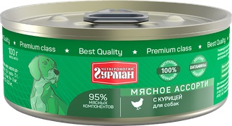 Четвероногий гурман Корм консервированный для собак "Мясное ассорти с курицей", 100 г