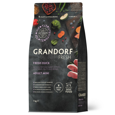 GRANDORF Fresh DOG MINI суой корм для собак мелких пород, свежее мясо утки с бататом 1 кг