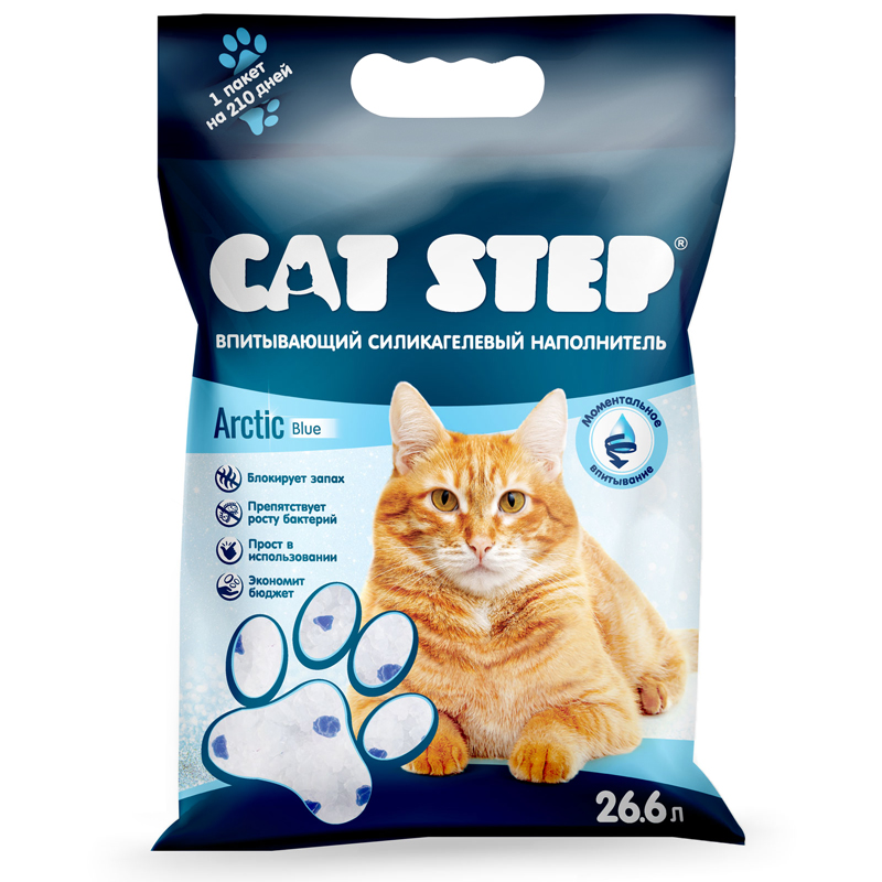 Наполнитель Cat Step силикогель 26.6л  Arctik Blue