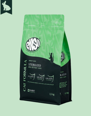 ENSO Cat Formula Sterilized сухой корм для стерилизованных кошек со свежим кроликом с добавлением малины, 1,5 кг